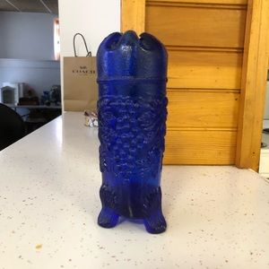 Vintage Glass Cobalt Blue Hat Pin Holder